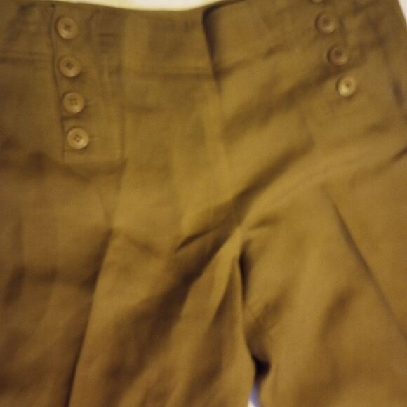 Larry Levine wide leg lenin trousers with button closure - Picture 3 of 9